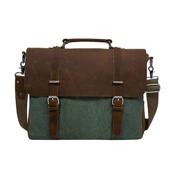 Moda Black Label Other - Mens "Kevin" Leather and Canvas Messenger Bag